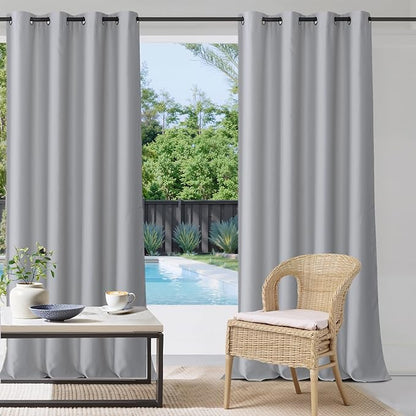 Waterproof Curtains for Patio W52 x L95 Inch Silver Grey, 1 Panel | Grommet by StangH