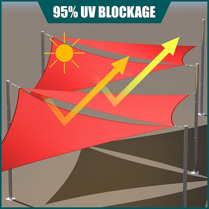 Royal Shade 8' x 10' x 12.8' Red Triangle Waterproof Sun Shade Sail Order to - Image 3