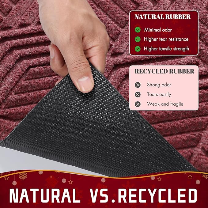 Yimobra Large Door Mat 47x24, All-Season Waterproof Outdoor Mats for Front Door Entrance with Drainage Holes, Heavy Duty Non-Slip Doormat for Garage Patio Entryway Indoor, Red