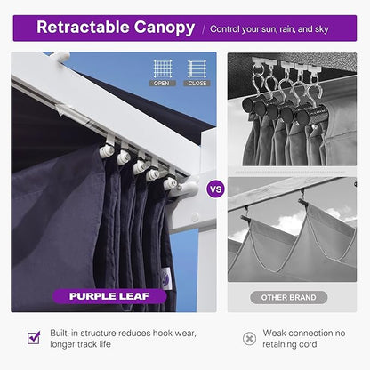 PURPLE LEAF Outdoor White Pergola 10' x 13' w/Double Canopy, aluminum frame - Image 4