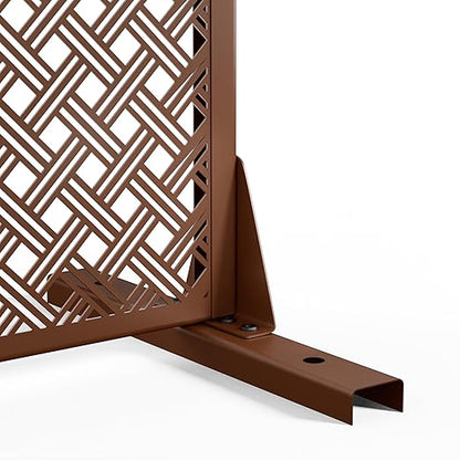 Casaphoria 72" H x 47" W Metal Outdoor Privacy Screen, Freestanding Decorative Divider for Patio, Deck, Balcony, and Garden with Stable Base, Brown-Jason