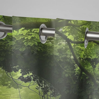 Nature Theme Outdoor Curtains for Patio Waterproof,Forest Pattern,Privacy Curtains for Porch Pergola Arbor Lanai Pool House Outside Deck,Set of 2 Panels,W54 x L108,Green