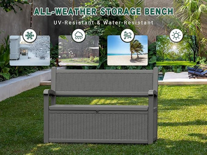 80 Gallon Outdoor Storage Bench, Resin Outside Storage Box - Image 6