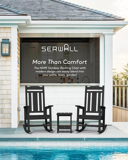 SERWALL HDPE Oversized Outdoor Rocking Chairs Set of 2, Patio Rocker, All - Image 7