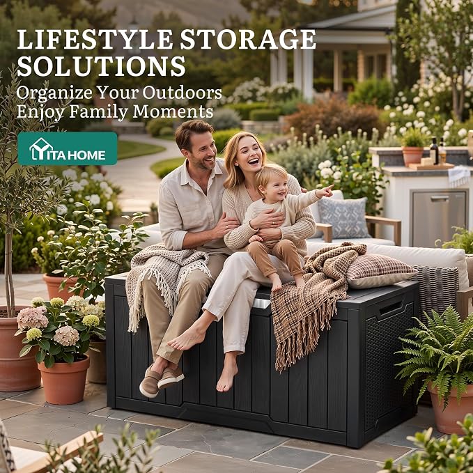 YITAHOME 100 Gallon Large Outdoor Storage Box | Water Resistant Resin Deck Box - Image 6