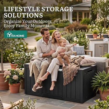 YITAHOME 100 Gallon Large Outdoor Storage Box | Water Resistant Resin Deck Box - Image 6