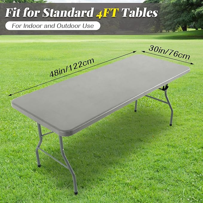 LURKA Rectangle PU Leather Table Cover/Tablecloth with Elastic Fitted Edge – Waterproof, Oil-Proof, Scratch-Resistant, Wipeable Protector for Dining, Kitchen, Outdoor Picnic, Party (Silver, 4FT)