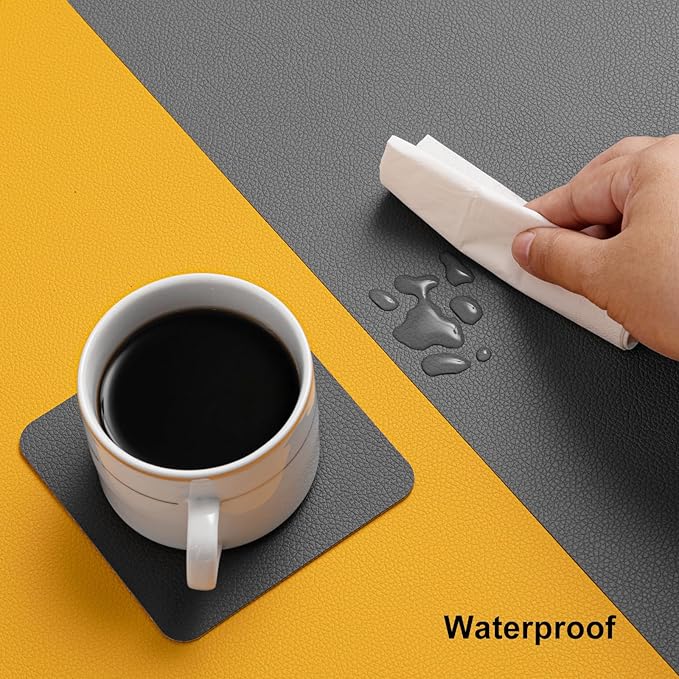 Myir JUN Table Runner Double Sided Vinyl Runner Table 94 Inch Long Runner for Table Washable Waterproof Non-Slip for Home Decorations Gray Yellow,12 x 94 inch