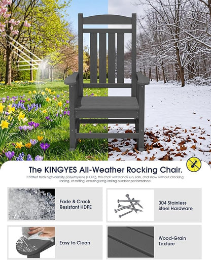 Oversized Outdoor Rocking Chairs Set of 6, HDPE Porch Rockers - Image 4