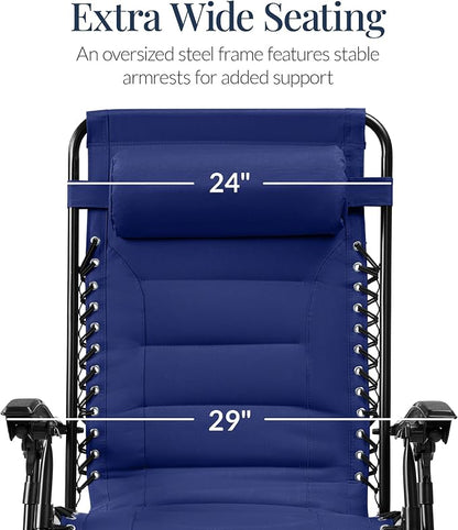 Best Choice Products Oversized Padded Zero Gravity Chair, Folding Outdoor Patio - Image 3