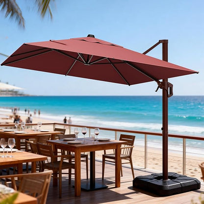 9' X 12' Cantilever Patio Umbrella Rectangle Outdoor Umbrella, 6-Level Tilt & by ORYNTREX