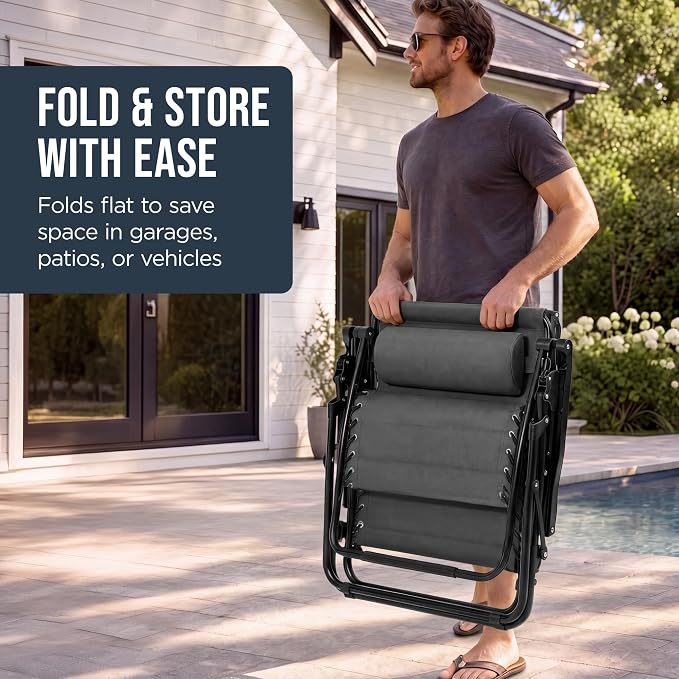 Best Choice Products Oversized Padded Zero Gravity Chair w/Canopy Headrest Cup - Image 8