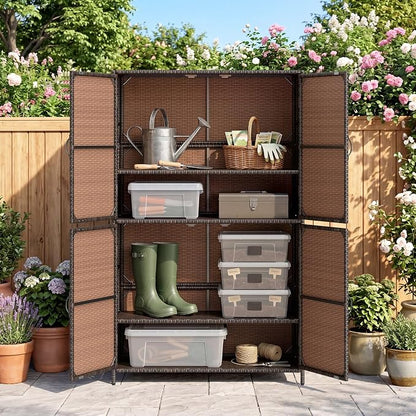 Tangkula Rattan Outdoor Storage Cabinet - Image 8