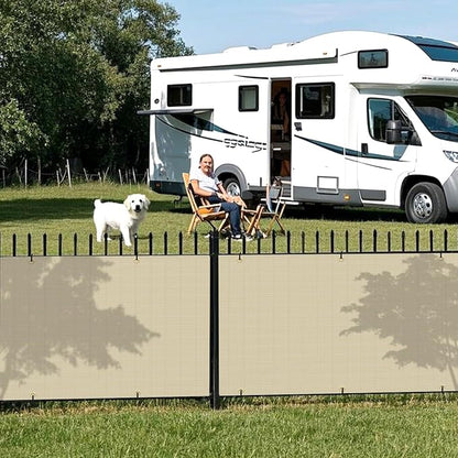 2.5' x 24'10" Balcony Privacy Screen Fence Cover with Zip Ties Grommets for Apartment Patio Porch Deck Backyard Outdoor (Beige)