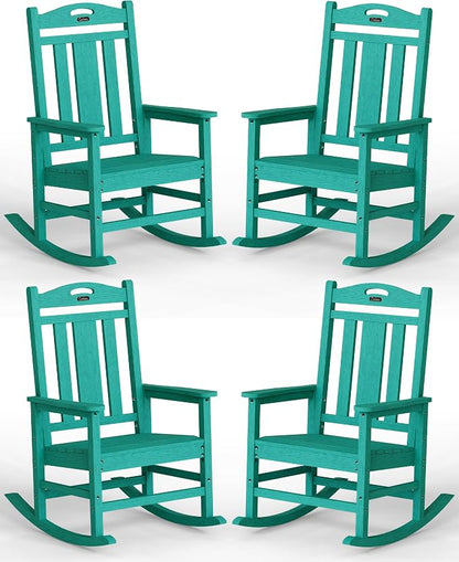 Oversized Outdoor Rocking Chairs Set of 4, 380lbs Heavy-Duty Large Patio Rocker by CIOKEA