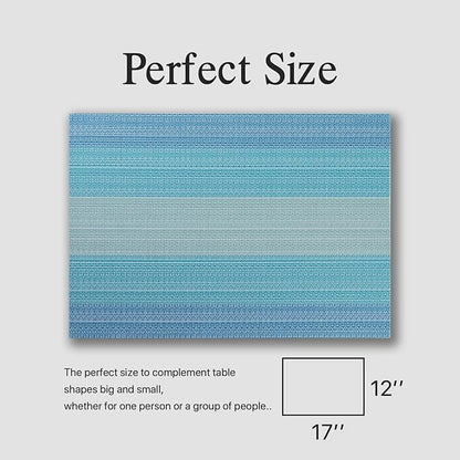 Placemats Set of 8 - Easy Clean Woven Vinyl Placemats for Dining Table, Indoor/Outdoor Place Mats, Washable PVC Table Mats（Ocean Geode）