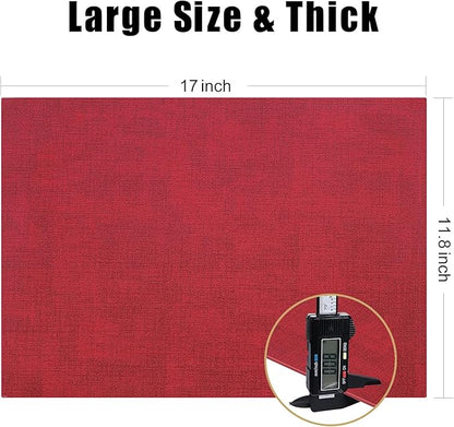 Homaxy Faux Leather Heat Resistant Placemats for Dining Table Set of 4, Waterproof Wipeable Washable PU Table Mats, Easy to Clean Anti-Slip Place Mats, 11.8" x 17", Red