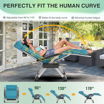 Suteck Oversized Zero Gravity Chair, 500LBS 29In XL Outdoor Recliner Chairs | - Image 5