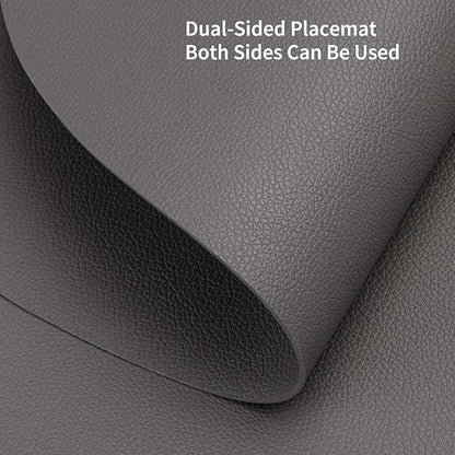 Myir JUN Placemats, Dual-Sided Placemats Waterproof Faux Leather Placemats Set of 6 Place Mats and Coasters Non-Slip Washable Table Mats for Dining Table (Gray, Set of 6)