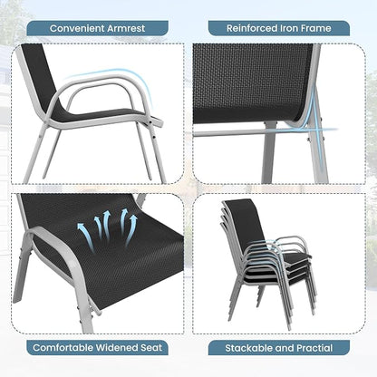 Amopatio Patio Chairs Set of 6, Stackable Outdoor Dining Chairs - Image 5
