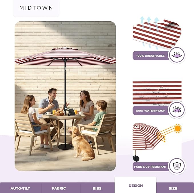MIDTOWN UMBRELLAS The Lean 9 Feet Outdoor Umbrella - Image 5