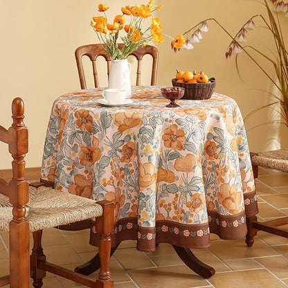 Vintage Small Round Tablecloth,Italian Linen Farmhouse Soft and Wrinkle Resistan Table Cloth,Decorative Table Cover for Kitchen,Dining,Tea Party,Home,Christmas,Diameter 55"-Positano