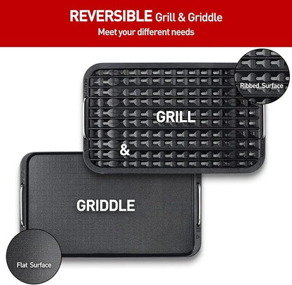Techwood Indoor Grill Smokeless Grill, 1500W Indoor Korean BBQ Electric Tabletop Grill with Tempered Glass Lid, Removable Grill and Griddle Plates with Drip Tray, Gray