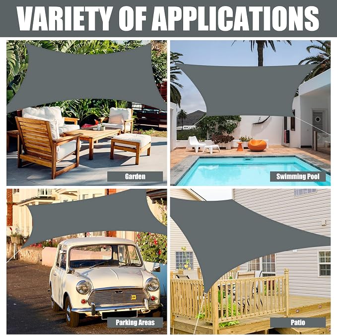 Neween Waterproof Sun Shade Sail Rectangle UV Block Canopy - Image 6