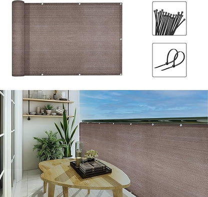 3'x10'Balcony Privacy Screen Cover Fence Cover UV Protection Weatherproof Windscreen Heavy Duty for Patio, Backyard,Brown