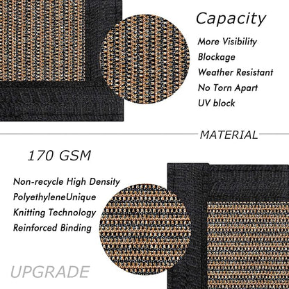 UPGRADE Privacy Fence Screen 6'x60' Brown Outdoor 90% Visibility Blockage 170 GSM Mesh Shade Cover Panels for Backyard,Balcony,Home Decoration with Zip Ties,Customized Avaliable
