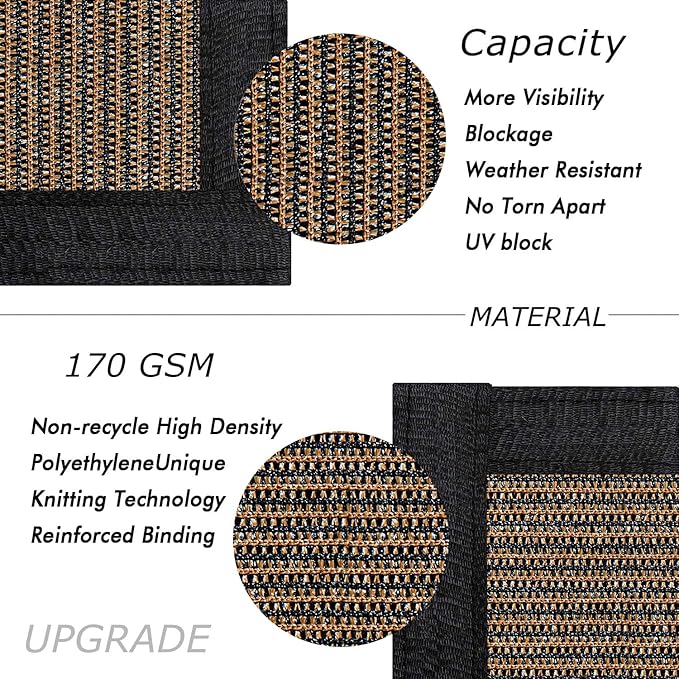 UPGRADE Privacy Fence Screen 4'x37' Brown Outdoor 90% Visibility Blockage 170 GSM Mesh Shade Cover Panels for Backyard,Balcony,Home Decoration with Zip Ties,Customized Avaliable