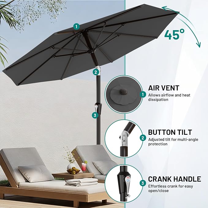 9 FT Patio Umbrella for Outdoor, Outdoor Table Umbrella - Image 5