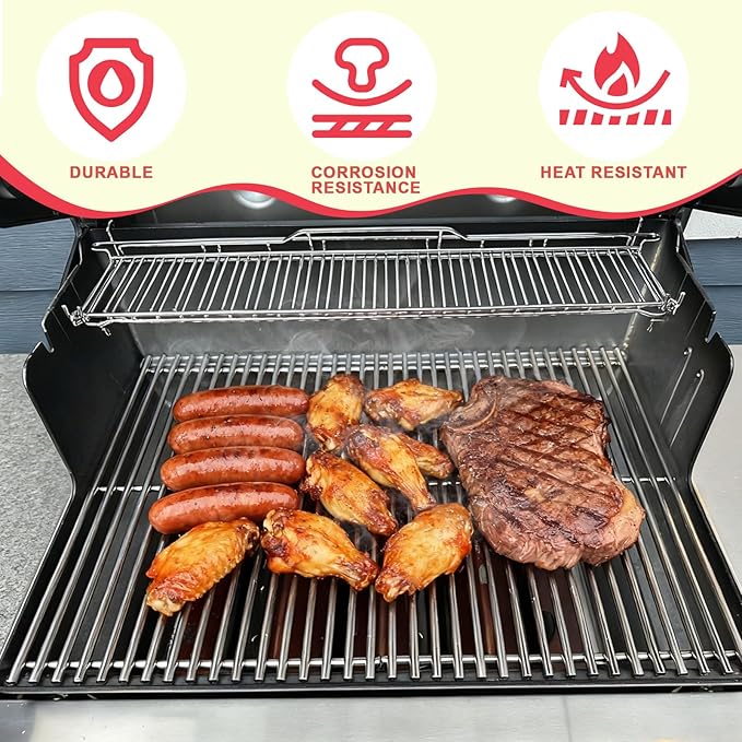 Spirit 300 Grill Grates for Weber Spirit E310 E320 S310 S320 E/S 330 II E/S 310 3 Burner Grill Parts, Genesis Silver/Gold/Platinum B/C, Genesis 1000-3500 Grates, 7MM 304 Stainless Steel, 7639 7638