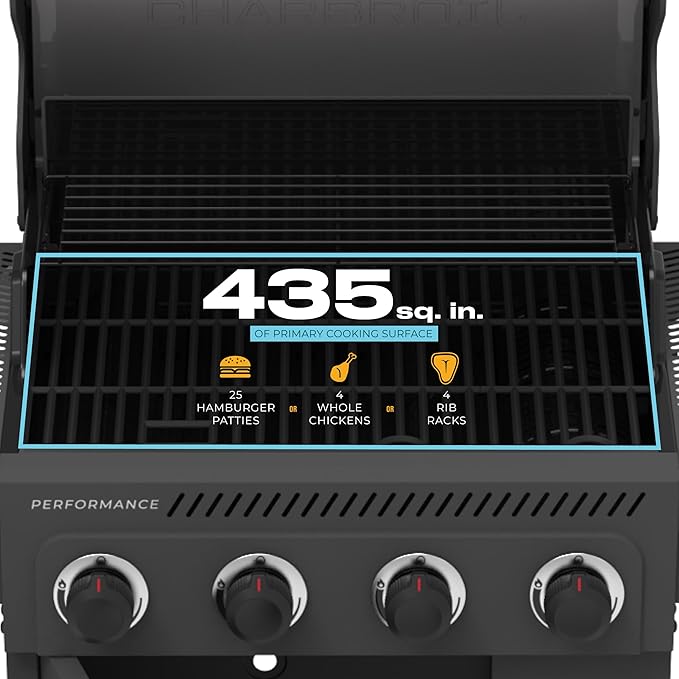 Charbroil Performance Series 4-Burner Gas Grill Cabinet with Side Burner, Gray - 463254025