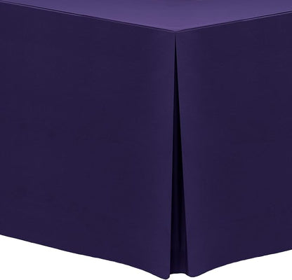 Ultimate Textile 5 ft. Fitted Polyester Tablecloth - Fits 30 x 60-Inch Banquet and Folding Rectangular Tables - 42" H, Purple