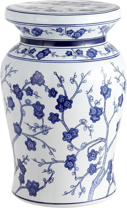 JONATHAN Y Cherry Blossom 18" Ceramic Garden Stool Side Table, Plant Stand by JONATHANY