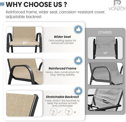 Patio Dining Chair Set of 6, Outdoor Stackable Dining Chairs High Back - Image 6