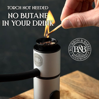 BOURBON&BARREL Cocktail Smoker Kit | Crafted with Walnut Wood | Whiskey Smoker Kit with Instant Smoker, Smoking Box, Food Tray and 4 Varieties of Wood Chips | Old Fashioned Drink Smoker Kit [Black]