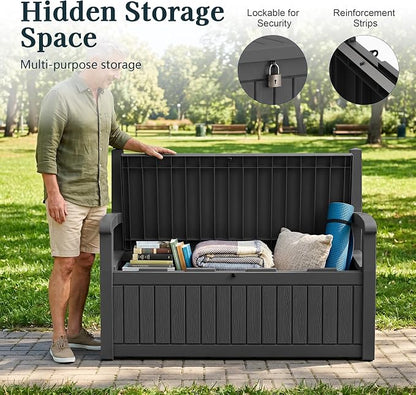 Outdoor Bench, Waterproof Garden Storage Bench, 100 Gallon Deck Box | Lockable - Image 4