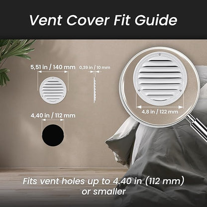 Repa Market 4 Inch (Opening Dimensions) Round Air Vent Cover/White Galvanized Steel Louvered Grill Cover with Mesh Screen/Wall or Ceiling Vent/HVAC Register for DIY Home Improvement