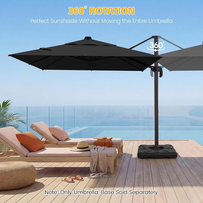 10x10 FT Patio Cantilever Umbrella, Rectangular Heavy Duty Offset Umbrella - Image 4