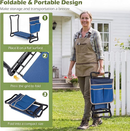 2-in-1 Garden Kneeler and Seat, Folding Garden Seat w/EVA Foam Kneeling Pad & - Image 4