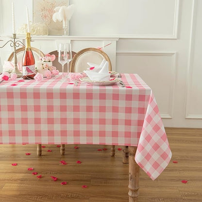 Waterproof Checkered Tablecloth Fabric - Rectangle 58x84 Inch Classic Gingham Buffalo Plaid Table Cloth for Indoor/Outdoor Use - Washable Table Cover for Kitchen, BBQs, and Parties