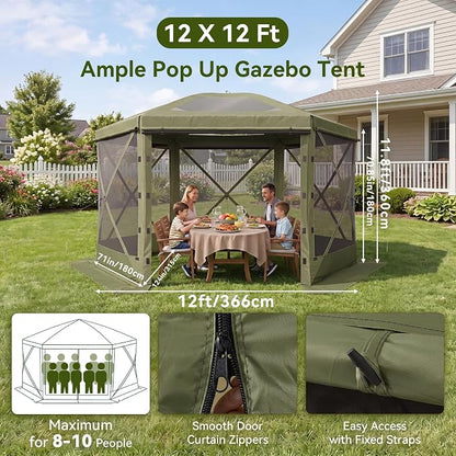 Aoxun 12x12ft Pop Up Canopy Tent, Screen Tent - Image 5