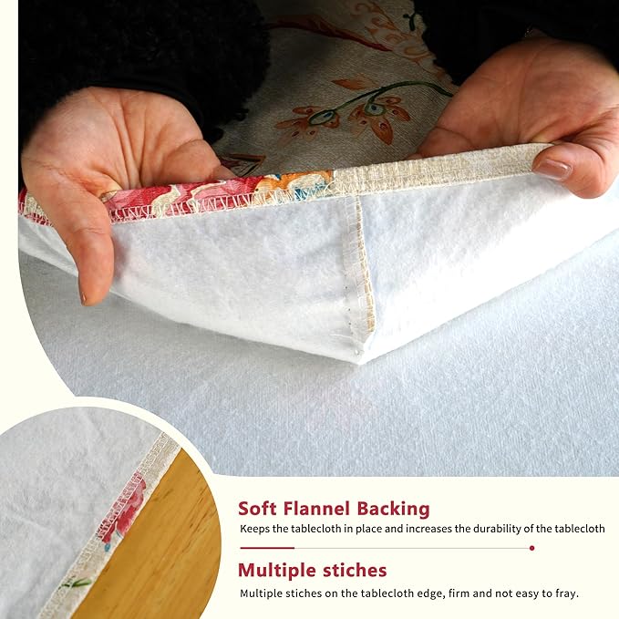 Rectangle Picnic Table Cloth, Elastic Waterproof Fitted Vinyl Tablecloths for 6 Foot Tables, Wipeable Flannel Backed Table Covers for Dining, Camping, Outdoor(Songbird,36"x72")