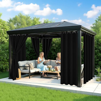 Black Outdoor Curtains for Patio Waterproof, 6 Drape Panels | Privacy & - Image 4