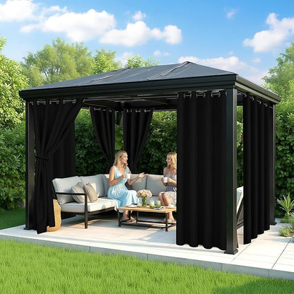 Black Outdoor Curtains for Patio Waterproof, 8 Drape Panels | Privacy & - Image 4