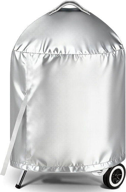 iCOVER Grill Cover for Weber 22 Inch Charcoal Kettle- Heavy Duty Waterproof BBQ Cover for Weber Char-Broil 22 Inch Charcoal Kettle Grills, Silver