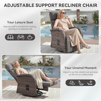 Zero Gravity Patio Swivel Recliner Chairs Set of 2 - Image 4