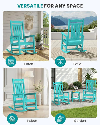 SERWALL Rocking Chair Outdoor, Oversized HDPE Patio Rocking Chairs, Aruba | - Image 9